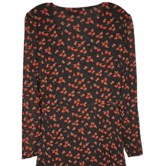 Missguided Dotted Floral Mini Tea Dress - Black/Red - 8 - Picture 8 of 12